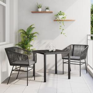 Kert étkező szett párnával 3 pcs Fekete Porszórt acél