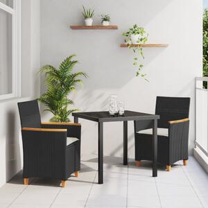 Kert étkező szett 3 pcs Fekete polirattan