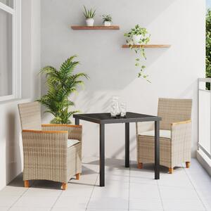 Kert étkező szett 3 pcs Bézs polirattan