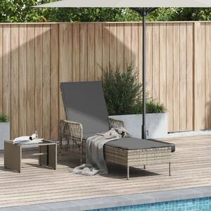 Napágy Világosszürke PE rattan 157 x 55 x 92 cm Összecsukható