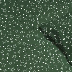 Goldea karácsonyi pamut ágyneműhuzat - cikkszám x - 29 fehér csillagok zöld alapon 140 x 200 és 70 x 90 cm