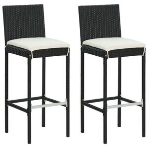 VidaXL Kerti Bárszék - 2 db - Fekete Polyrattan