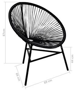 VidaXL Ovális alakú poly rattan szék fekete