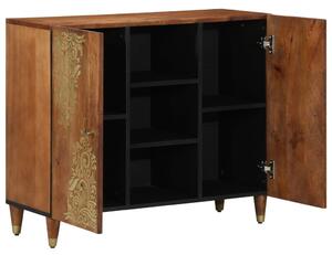 Széf polcokkal tárolóval Barna 90 x 33 x 75 cm Tömör Mangófát
