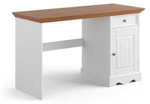 Íróasztal fenyő, egy szekrénnyel - fehér/tölgy- Belluno Elegante