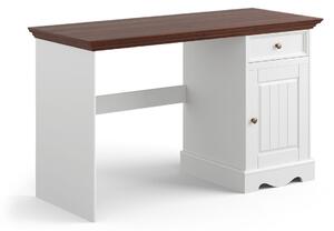 Íróasztal fenyő, egy szekrénnyel - fehér/dió- Belluno Elegante