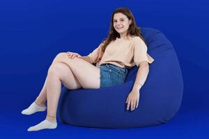 Babzsákfotel - Kék - XXL - Szövet
