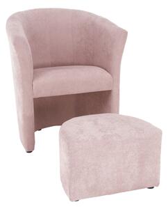 Klub fotel puffal, rózsaszín, ROSE