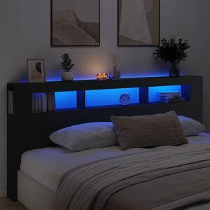 VidaXL fekete szerelt fa LED-es fejtámla 220x18,5x103,5 cm