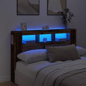 VidaXL antik fa színű szerelt fa LED-es fejtámla 160x18,5x103,5 cm