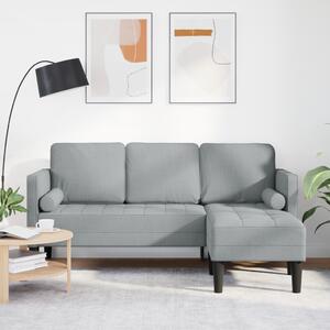 VidaXL 3-Fős Sarokkanapé Világosszürke 160 cm-es Szövet