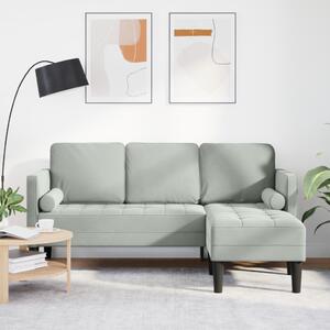 VidaXL 3-Fős Kanapé Chaise L alakú Világosszürke 160 cm Pamut