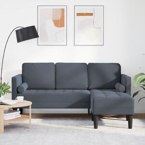 VidaXL 3-Személyes Kanapé L-alakú Tágas Szürke 160 cm Velúr