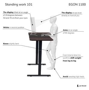 JAN NOWAK EGON 1100 állítható magasságú asztal, elektromos íróasztal 1100x720x600, dió-antracit