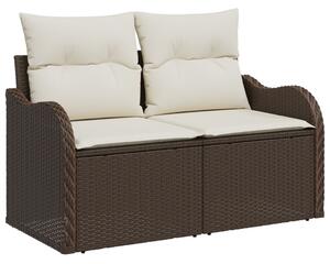 VidaXL Kerti Kanapé Szett párnával párnával 9 pcs Barna Poly Rattan