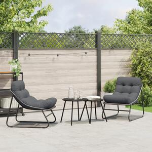 VidaXL Kerti bútor 2 pcs Fekete 60,5 x 81 x 71 cm Porszórt acél