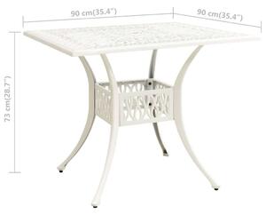 VidaXL fehér öntött alumínium kerti asztal 90 x 90 x 73 cm