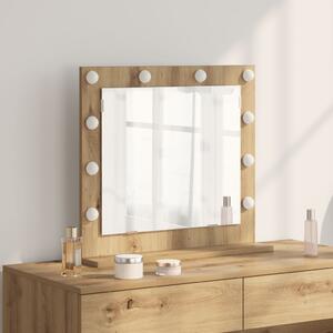 VidaXL LED világítással ellátott sminktükör, Kézműves tölgy, 60x55x18 cm