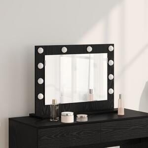VidaXL Sminktükör LED világítással Fekete Tölgy 60x45x18 cm