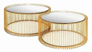 Kare Design Wire Réz Dohányzóasztal Szett Tükrös Üveglappal