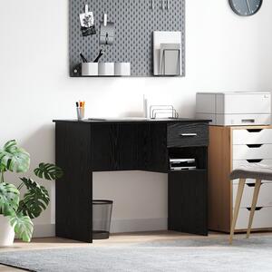 Íróasztal Tárolóval Fekete Tölgy 90x49.5x75 cm Rétegelt fa