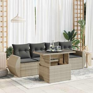 VidaXL Polyrattan Kerti Ülőgarnitúra - 5 részes - Világosszürke