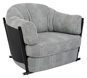 King Home Roger Kényelmes Fotel Pepita Mintás Fekete-Fehér