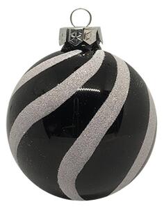 Black and White Wave kézzel festett fekete-fehér üveg karácsonyi gömb szett 6*8cm