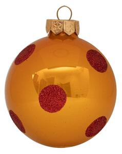 Red Orange Dots kézzel festett üveg karácsonyi gömb szett 6*8cm