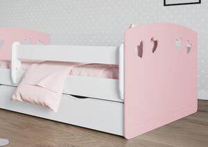 Julia gyerekágy, méret: 180x80, szín: rózsaszín, matrac nélkül, ágyneműtartó fiókkal