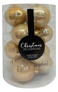 Champagne pezsgőszínű üveg karácsonyi gömb szett 12*6cm