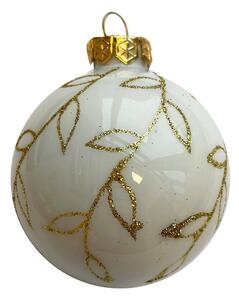 Leaf gold fehér-arany kézzel festett üveg karácsonyi gömb szett 6*7cm