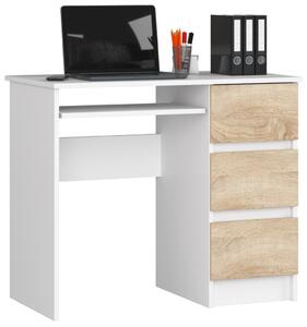 AKORD CLP A-6 Számítógépasztal Laminált Fehér/Sonoma 90cm Jobbos