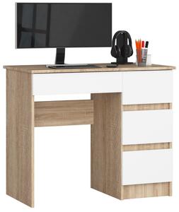 AKORD CLP A-7 Számítógépasztal Laminált Sonoma Tölgy Fehér Jobbos