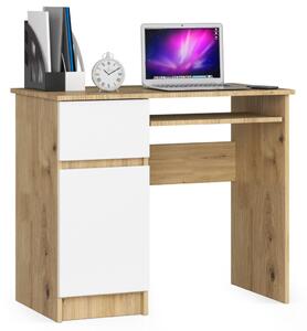 AKORD Piksel Artisan Számítógépasztal Laminált Tölgy-Fehér Kihúzható Billentyűzettartóval IP0PBIUABIPIKSLEW