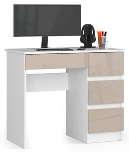 AKORD A-7 Számítógépasztal Laminált Fehér-Cappuccino Magasfényű 90 cm IP0PBIUCAPUPRA7