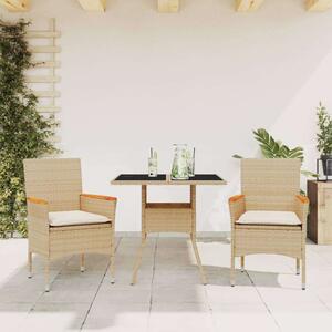 VidaXL Kerti Étkezőgarnitúra - 3 részes - Bézs Polyrattan