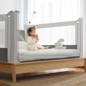 Franciaágy ágykorlátok Monkey Mum® Popular- 90 cm - világos szürke
