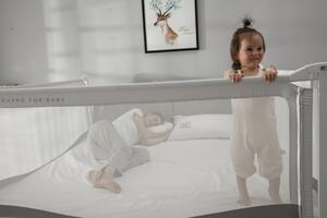 Franciaágy ágykorlátok Monkey Mum® Premium - 140 cm - világos szürke