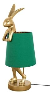 KARE Design Rabbit Asztali Lámpa Arany Zöld Vászon Ernyővel 68cm