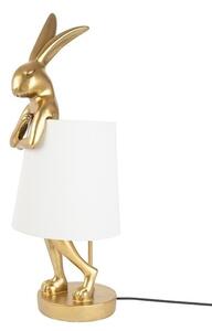 KARE Design Rabbit Aranyozott Nyuszi Asztali Lámpa Fehér Lenburkolattal