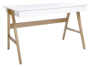 King Home Riva Scandic Íróasztal MDF Fehér Tölgyfa Lábakkal
