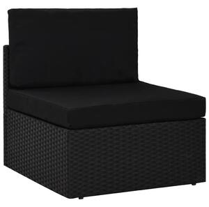 Fekete polyrattan középső kanapéelem