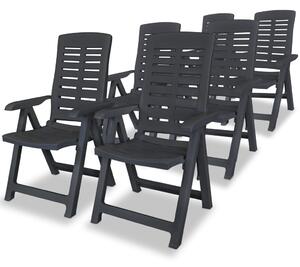 6 db antracitszürke dönthető műanyag kerti szék