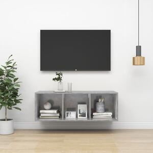 Betonszürke szerelt fa falra szerelhető TV-szekrény 37x37x107cm