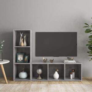 2 db betonszürke szerelt fa TV-szekrény 107 x 35 x 37 cm