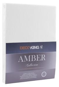 Amber Collection fehér elasztikus lepedő, 200-220 x 200 cm - DecoKing