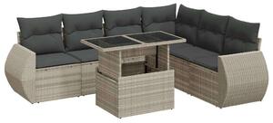 VidaXL Polyrattan Kerti Ülőgarnitúra - 7 részes - Világos Szürke