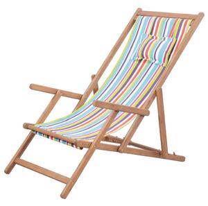VidaXL többszínű összecsukható szövetkárpitos, favázas strandszék