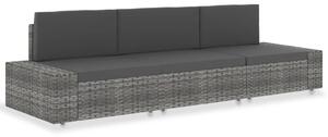 3 személyes szürke elemes polyrattan kanapé